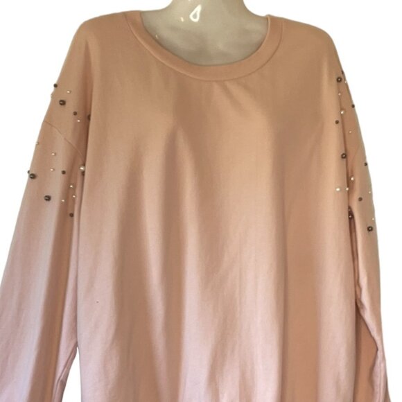 Charming Charlie Sweatshirt Light Pink with Faux Pearls at Shoulders NO SIZE TAG - Picture 1 of 8